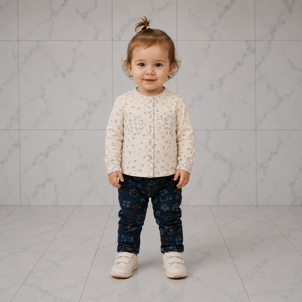 Блуза для девочки бежевого цвета, Бежевый, 4-5 лет, 110см