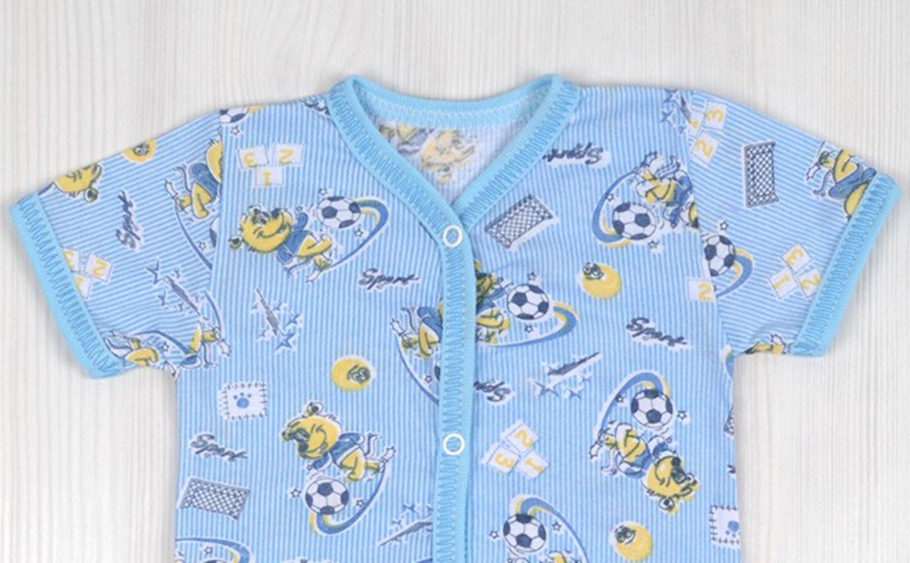 Ясельне боді для новонародженого. Боді на кнопках із коротким рукавом кулір блакитного кольору, ТМ «Пташка Украина»