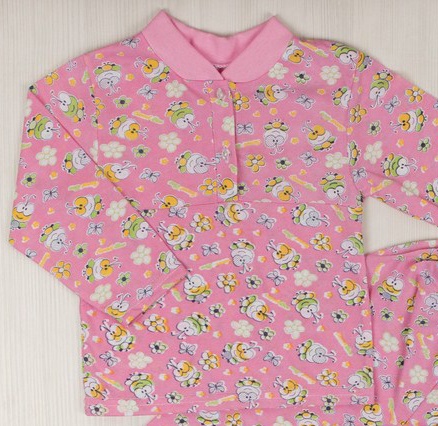 Пижама на 2-х пуговицах кулир розового цвета, Розовый, 36, 9-10 лет, 134-140см