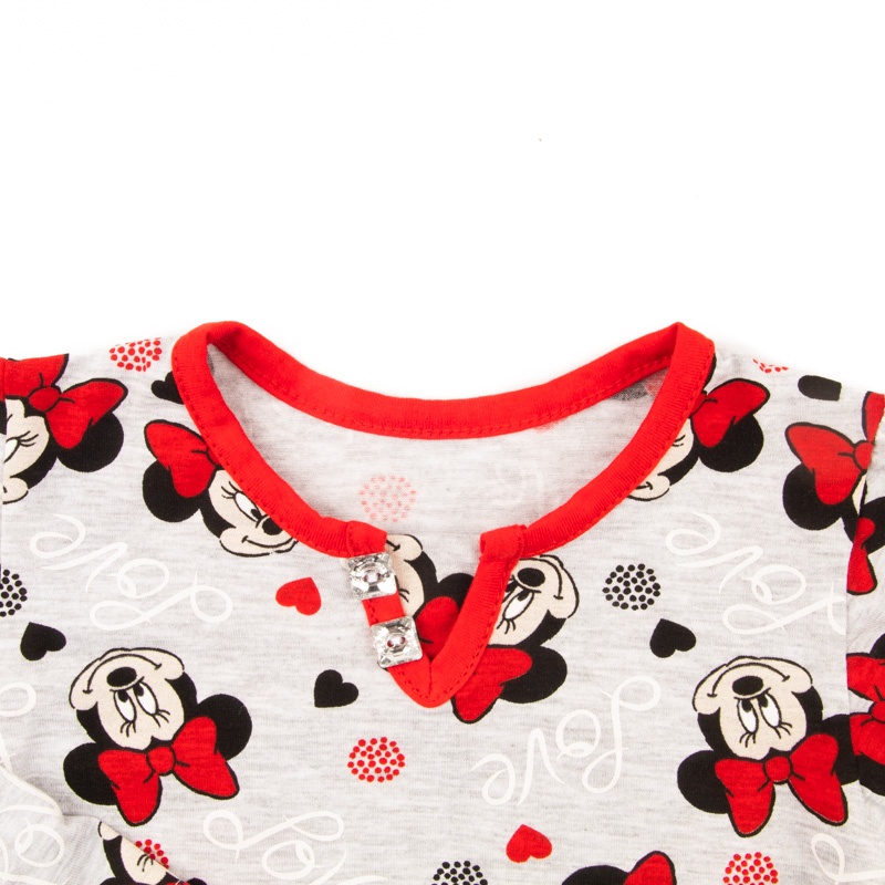 Блуза «ГОЛДИ» цветная фулликра серого цвета с изображением Мини Маус, 28, Серый, 3-4 года, 98-104см