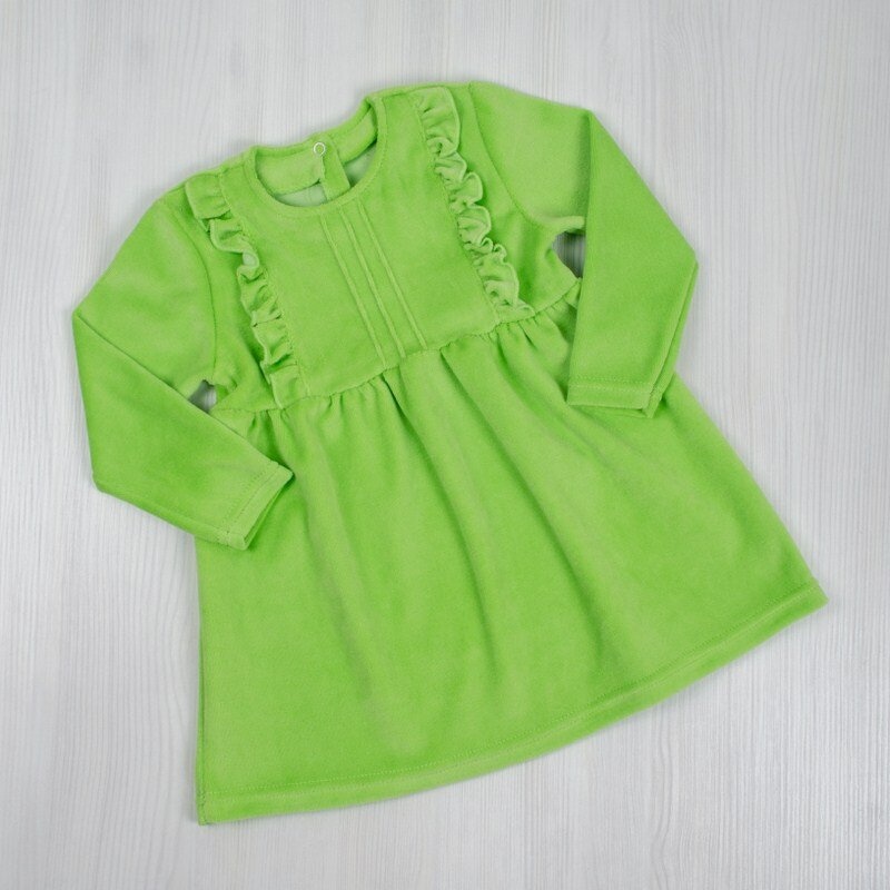 Дитячі трикотажні сукні для дівчинку. Трикотажна дитяча сукня «Кенді» велюр зеленого кольору. ТМ «Пташка Украина»