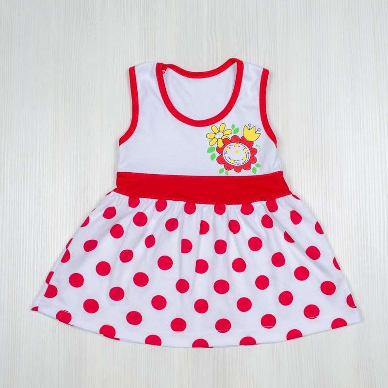 Дитячі трикотажні сукні для дівчинку. Сукня «ІРМА» інтерлок червоного кольору. ТМ «Пташка Украина»