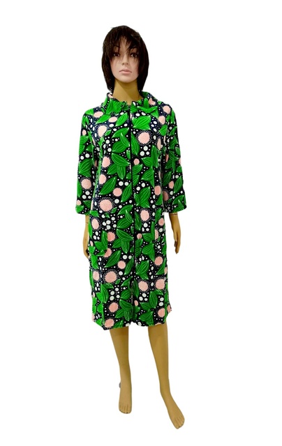 Жіночий халат "ГАЛЯ" велюр зеленого кольору, Зелений, 60-62