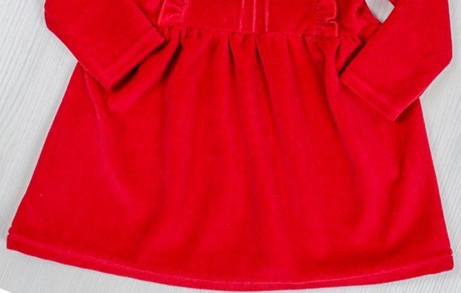 Дитячі трикотажні сукні для дівчинку. Сукня «Кенді» велюр червоного кольору. ТМ «Пташка Украина»