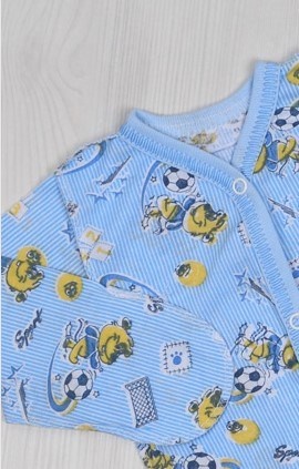 Ясельне боді для новонародженого. Боді на кнопках синього кольору з довгим рукавом кулір, ТМ «Пташка Украина»