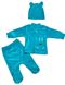 Комплект "БАННИ " бирюзового цвета с вышивкой велюр, Бирюзовый, 0-1 месяц, 56см