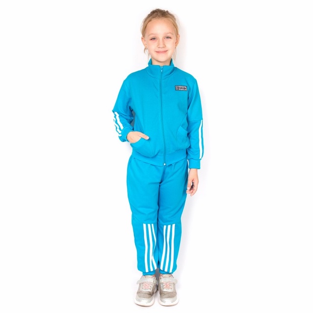 Детские трикотажные костюмы на девочку. Костюм «МЕГАПОЛИС» начес голубого цвета. ТМ «Пташка Украина»