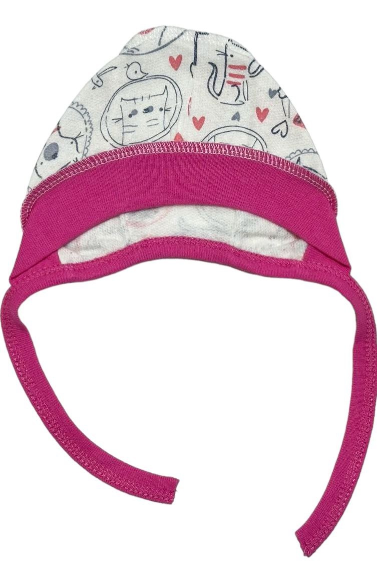 Трикотажные шапочки для новорожденных малышей. Чепчик ясельный начес розового цвета. ТМ «Пташка Украина»