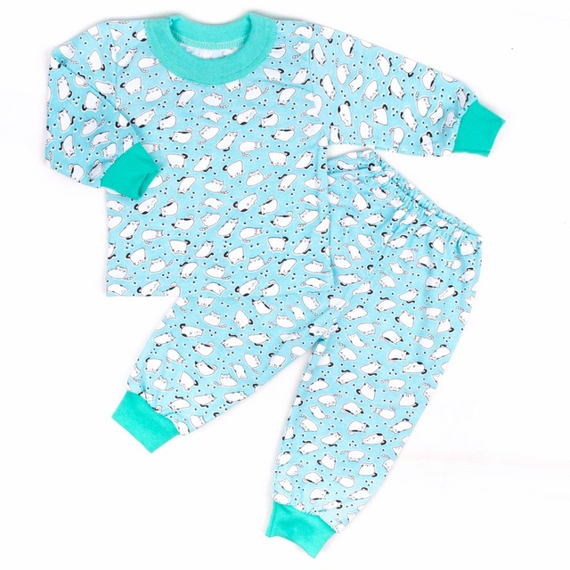 Детские трикотажные пижамы для мальчика. Пижама из трикотажа на мальчика на манжете кулир бирюзового цвета. ТМ «Пташка Украина»