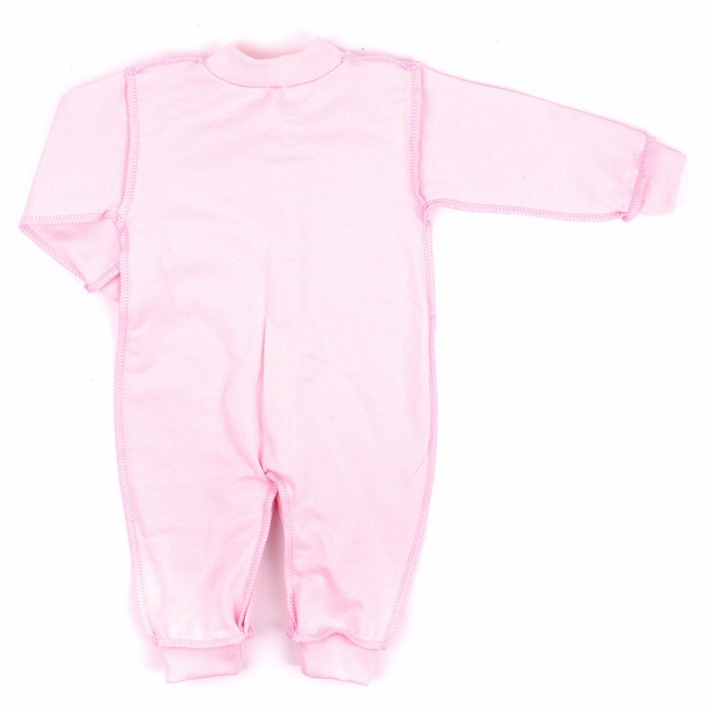 Ясельний трикотажний комбінезон для новорожденного. Комбинезон с рисунком начес розового цвета. ТМ «Пташка Украина»