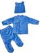 Комплект "БАННИ " голубого цвета с вышивкой велюр, Голубой, 0-1 месяц, 56см