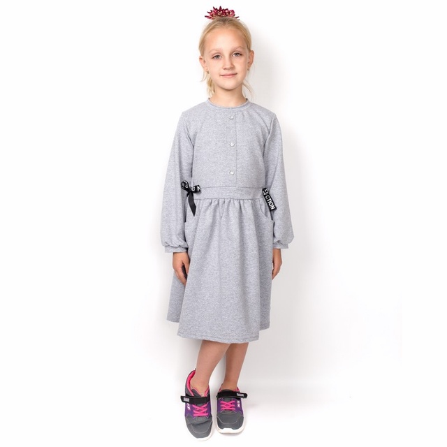 Дитячі трикотажні сукні для дівчинку. Трикотажна сукня дитяча «ЕЛЛА» двонитка сірого кольору. ТМ «Пташка Украина»