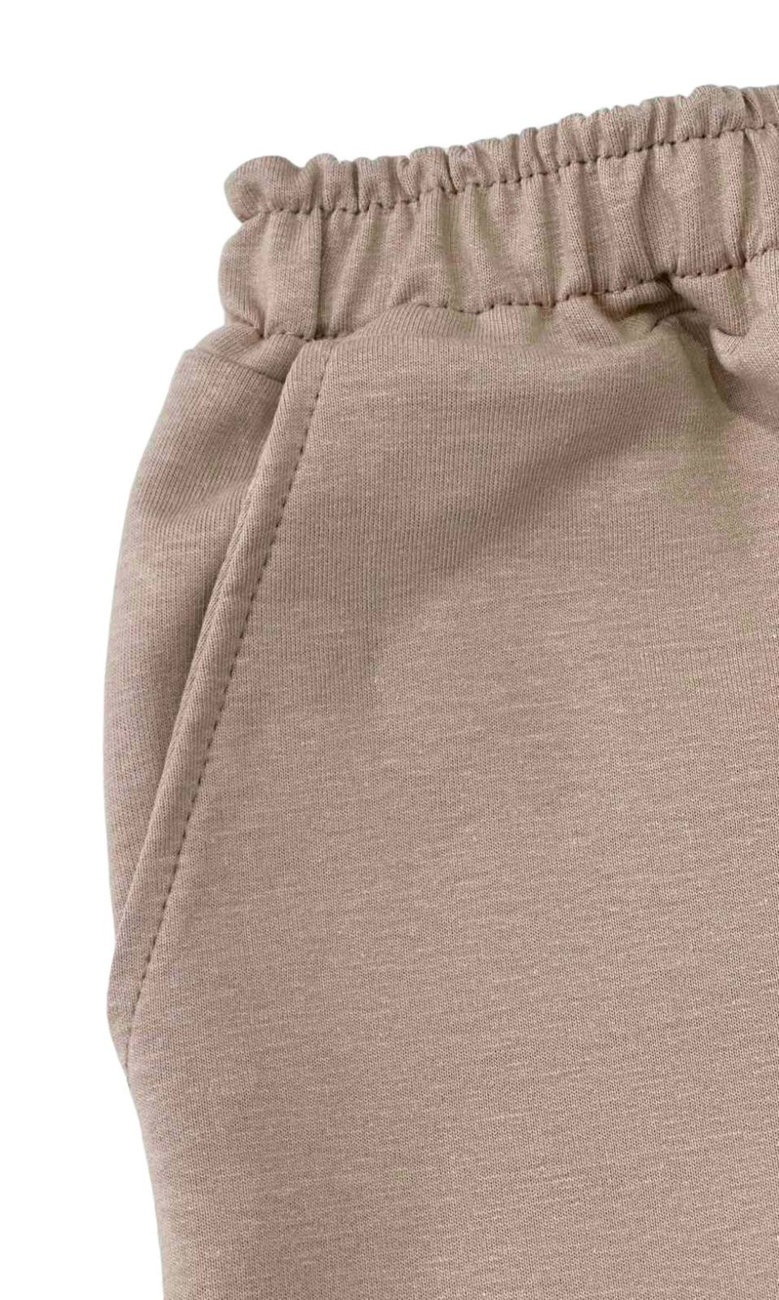 Шорти із вишивкою двухнитка однотонна бежевого кольору, Бежевий, 7-8 років, 122см