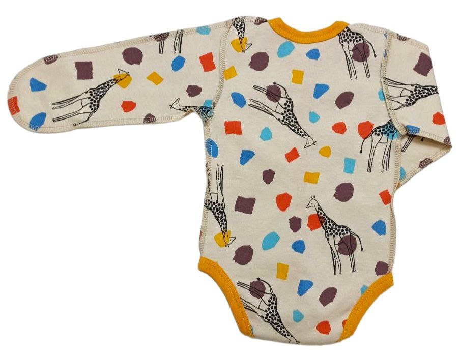 Ясельные боди для новородженного. Боди на кнопках с длинным рукавом интерлок бежевого цвета , ТМ «Пташка Украина»