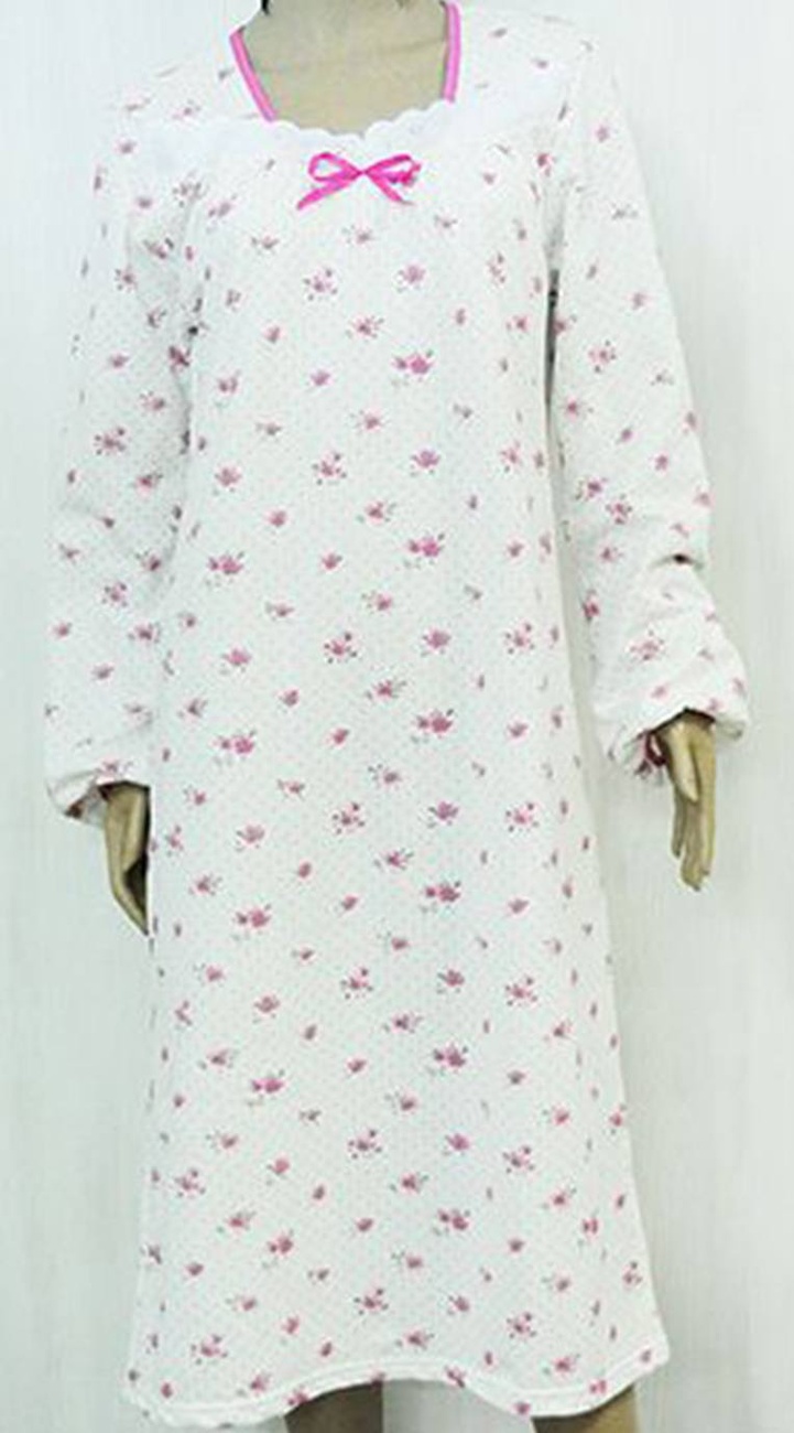 Нічна сорочка «Ксенія» футер рожевого кольору, Рожевий, 60-62