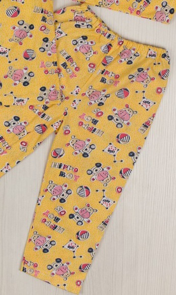 Детские трикотажные пижамы для мальчика. Пижама на 2-х пуговицах кулир желтого цвета. ТМ «Пташка Украина»