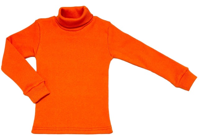 Гольф однотонный начесной рубчик оранжевого цвета, Оранжевый, 7-8 лет, 134см