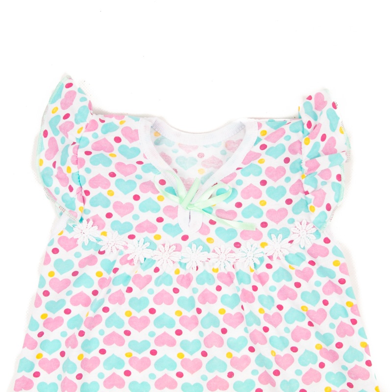 Ночная сорочка детская «ВИШЕНЬКА» кулир с разноцветными сердечками, 36, 9-10 лет, 134-140см