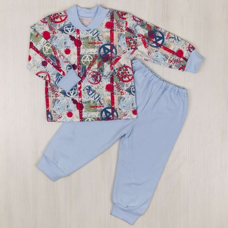 Детские трикотажные пижамы для мальчика. Пижама комбинированная интерлок серого цвета. ТМ «Пташка Украина»