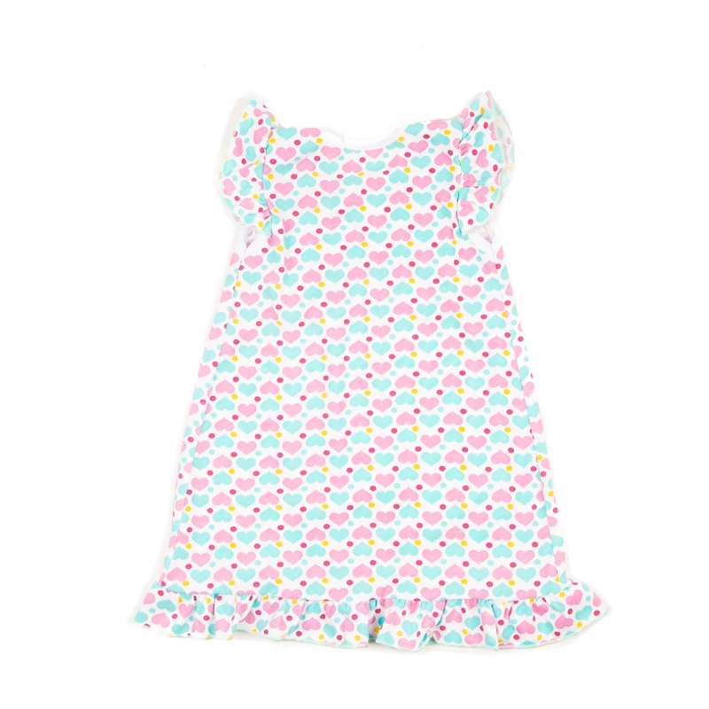 Нічна сорочка дитяча «ВИШЕНЬКА» кулір з різнокольоровими серцями, 36, 9-10 років, 134-140см