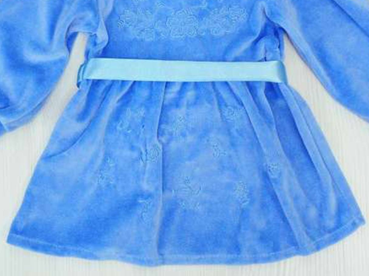 Дитячі трикотажні сукні для дівчинку. Сукня «МАРІЯ» велюр синього кольору. ТМ «Пташка Украина»