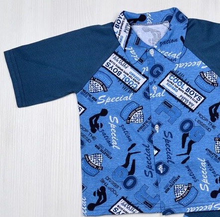 Комплект: рубашка + шорты кулир темно-синего цвета, Темно-синий, 24, 1,5 года, 86см