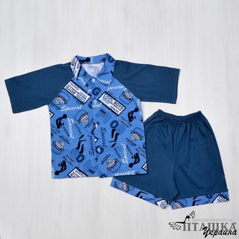 Комплект: рубашка + шорты кулир темно-синего цвета, Темно-синий, 24, 1,5 года, 86см