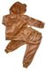 Костюм махра рваная однотонная с вышивкой коричневого цвета, Коричневый, 24, 1,5 года, 86см