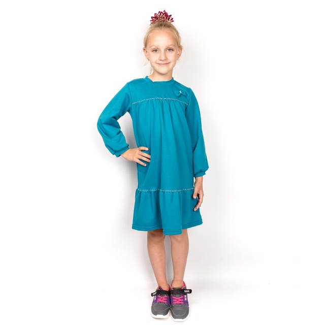 Дитячі трикотажні сукні для дівчинку. Сукня трикотажна для дівчинки «ЛІЛЕЯ» смарагдового кольору. ТМ «Пташка Украина»