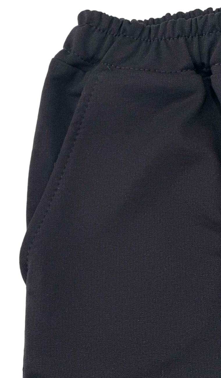 Шорты с вышивкой двухнитка однотонная чёрного цвета, Черный, 7-8 лет, 122см