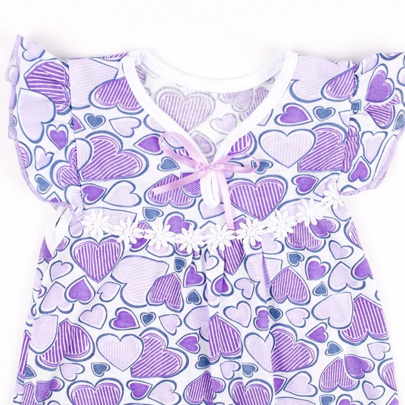 Трикотажная ночная сорочка на девочку «ВИШЕНЬКА» сиреневого цвета, Сиреневый, 28, 3-4 года, 98-104см