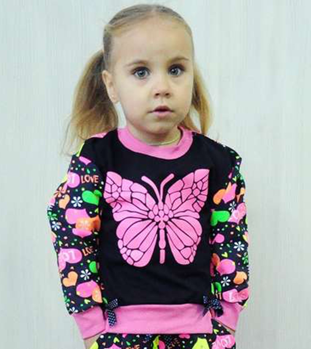 Дитячі трикотажні костюми на дівчинку. Костюм "Неаполь" стрейч футер з рожевими серцями. ТМ «Пташка Украина»