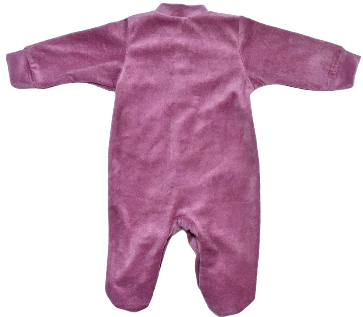 Комбинезон «ЧИЖИК» сливового цвета с вышивкой велюр, Сливовый, 9-12 месяцев, 80см