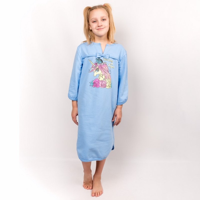Дитяча нічна сорочка «ДЖЕЙН» футер блакитного кольору, Блакитний, 36, 9-10 років, 134-140см
