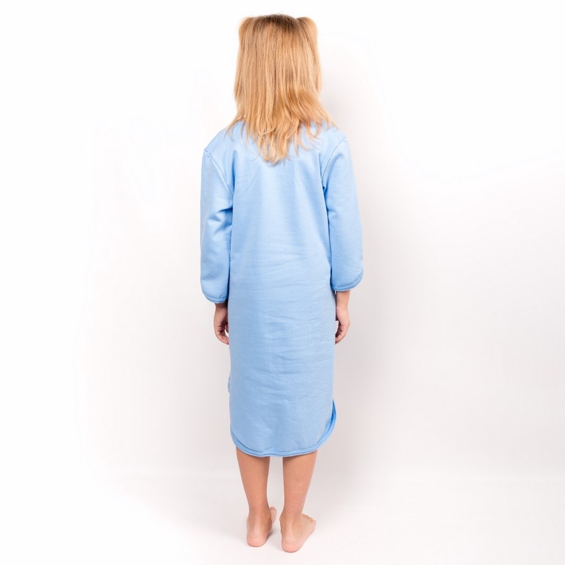 Детская ночная сорочка «ДЖЕЙН» начес голубого цвета, Голубой, 36, 9-10 лет, 134-140см