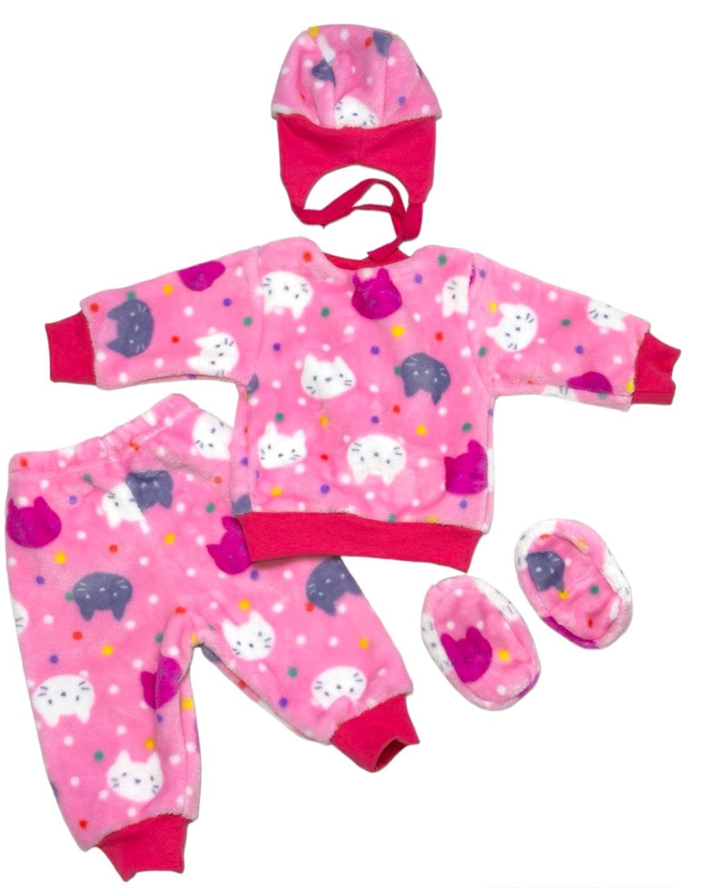 Комплект детский цветная рваная махра розового цвета, Розовый, 24, 6-9 месяцев, 68-74см