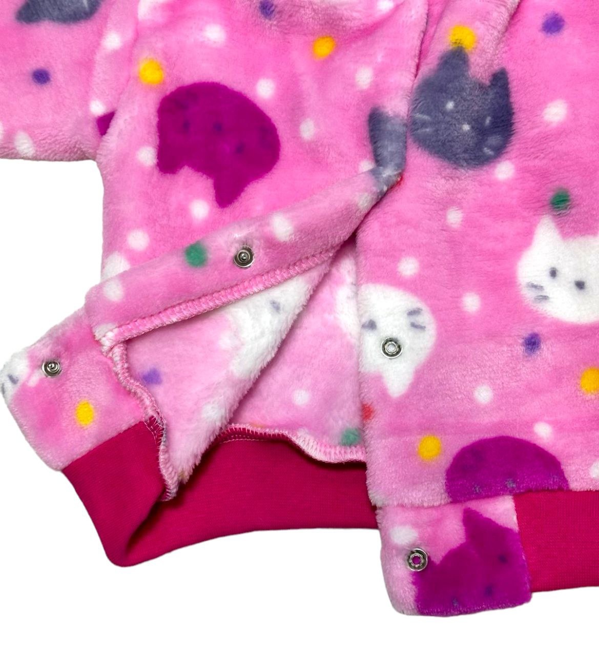 Комплект детский цветная рваная махра розового цвета, Розовый, 24, 6-9 месяцев, 68-74см