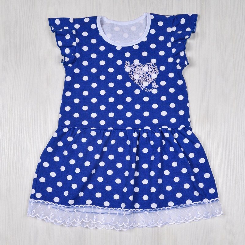 Дитячі трикотажні сукні для дівчинку. Сукня «ЗАГАДКА» фулікра синього кольору. ТМ «Пташка Украина»