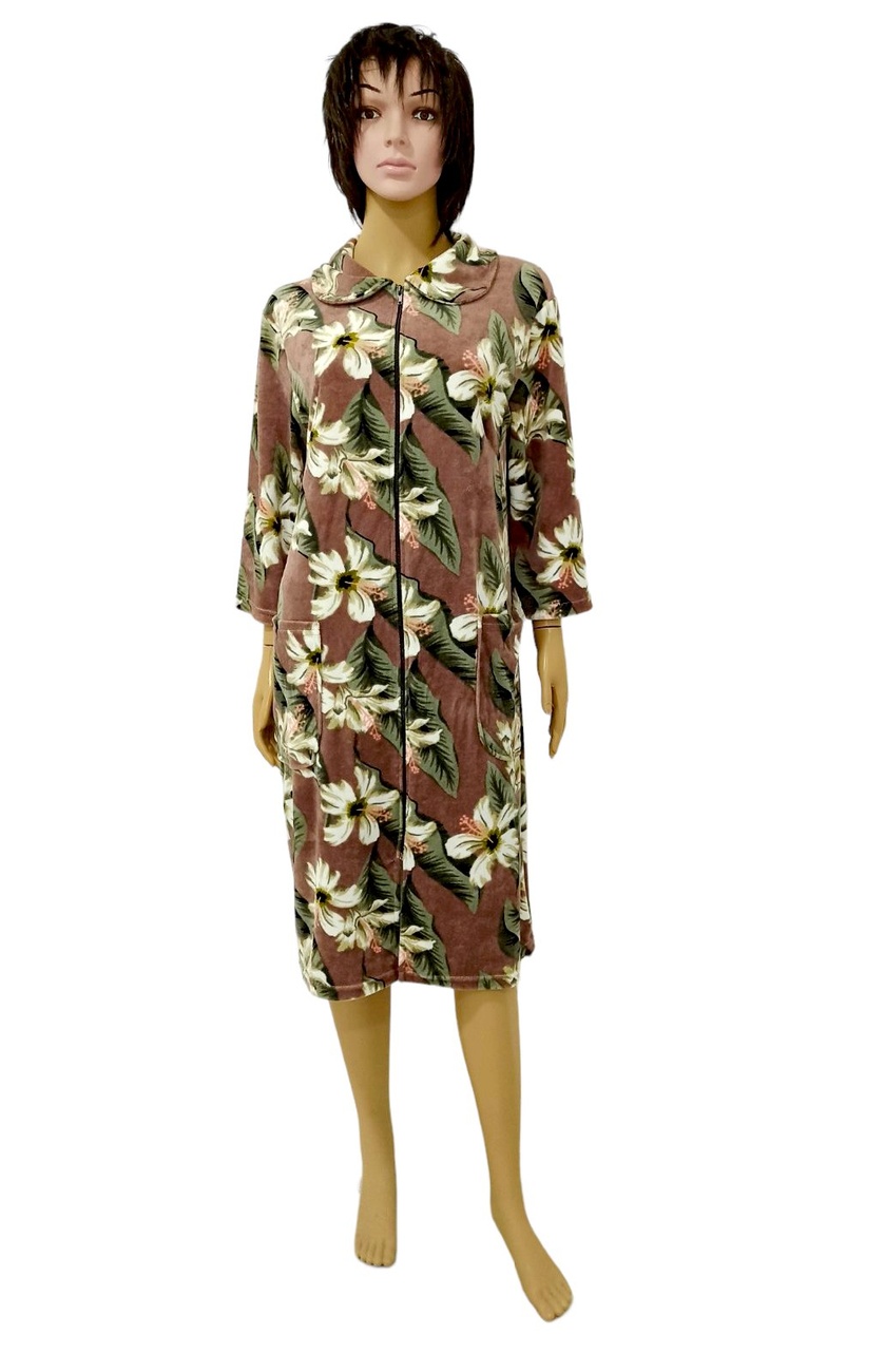 Жіночий халат "ГАЛЯ" велюр коричневого кольору, Коричневий, 48-50
