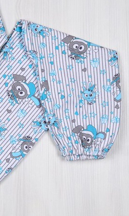 Дитячі трикотажні піжами для хлопчика. Піжама «СОВУШКА» футер блакитного кольору. ТМ «Пташка Украина»
