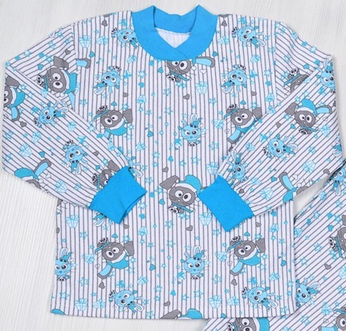 Детские трикотажные пижамы для мальчика. Пижама «СОВУШКА» начес голубого цвета. ТМ «Пташка Украина»