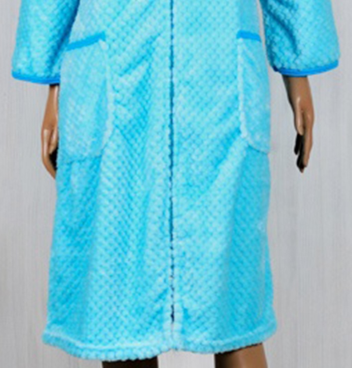 Женские теплые махровые халаты. Халат «АМИНА» однотонный рваная махра голубого цвета. ТМ «Пташка Украина»