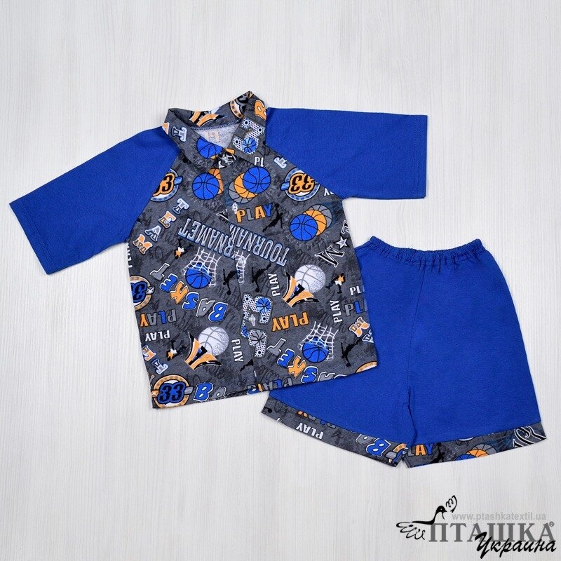 Комплект: рубашка + шорты кулир синего цвета, Синий, 24, 1,5 года, 86см