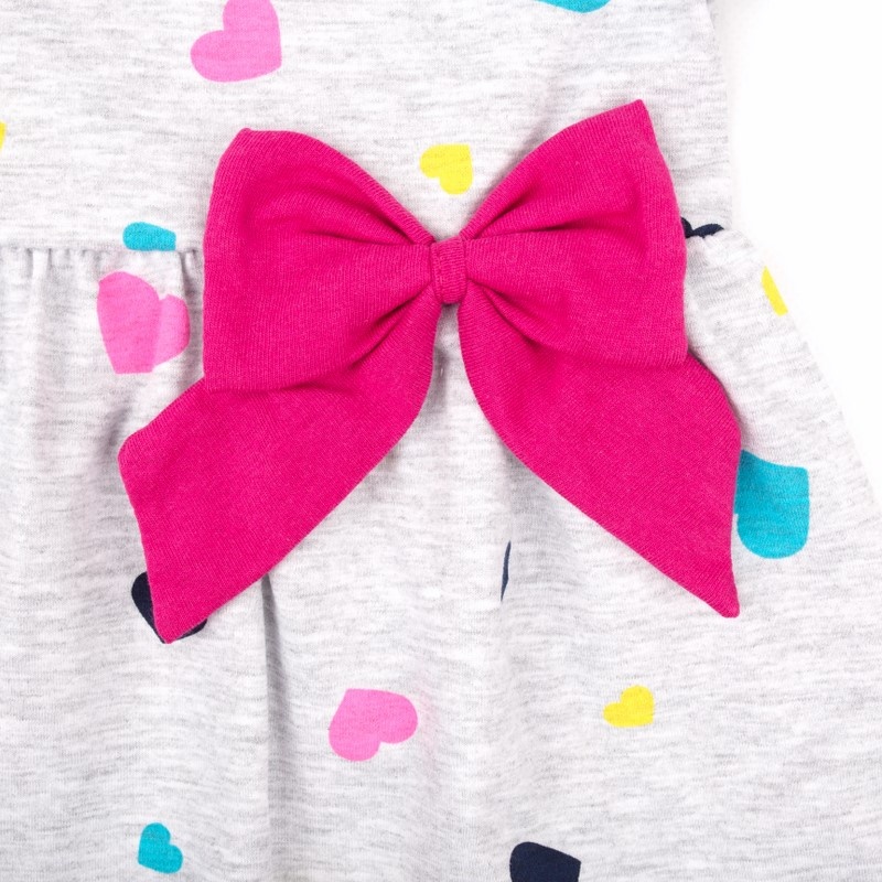 Дитячі трикотажні сукні для дівчинку. Дитяча сукня трикотаж «ПРИНЦЕСА» сірого кольору із зображенням сердечок. ТМ «Пташка Украина»