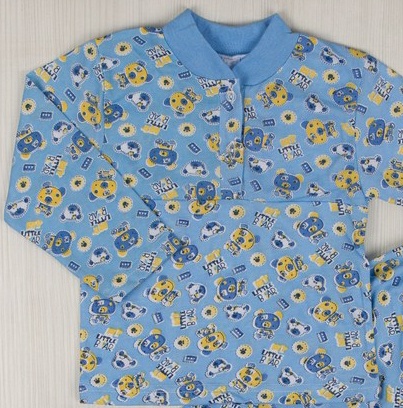Детские трикотажные пижамы для мальчика. Пижама на 2-х пуговицах кулир голубого цвета. ТМ «Пташка Украина»