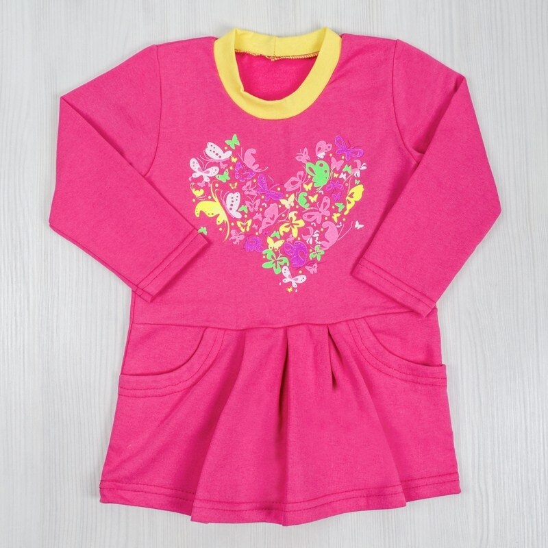Детские трикотажные платья на девочку. Платье «САМАНТА» начес розового цвета. ТМ «Пташка Украина»