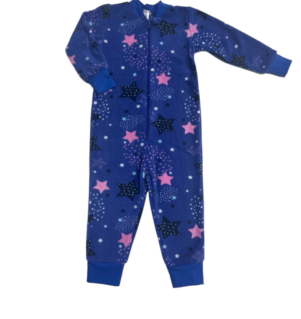 Детские трикотажные пижамы для мальчика. Кигуруми цветной флис синего цвета без капюшона. ТМ «Пташка Украина»