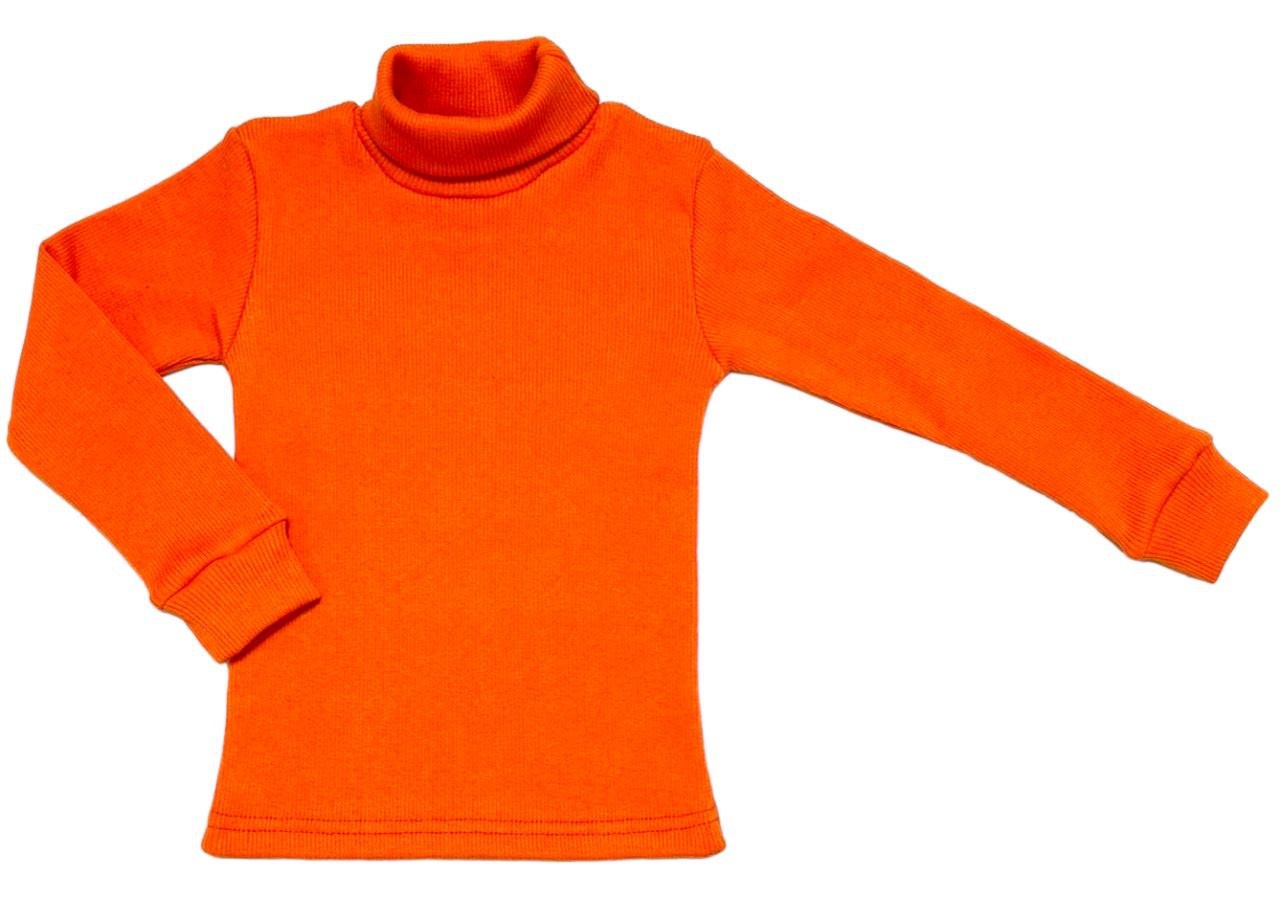 Гольф однотонный начесной рубчик оранжевого цвета, Оранжевый, 6-7 лет, 122см