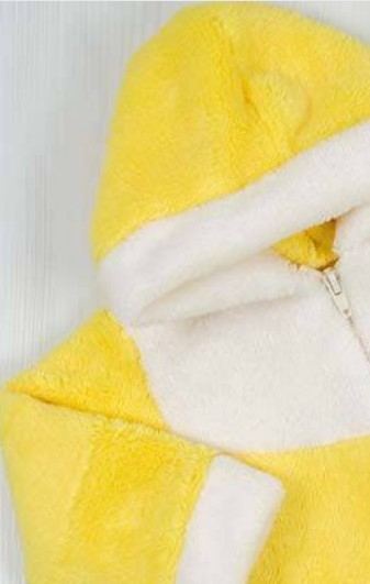 Трикотажний комбинезон для новонародженого. Комбінезон жовтого кольору «ЗАЄЦЬ» рвана махра. ТМ «Пташка Украина»