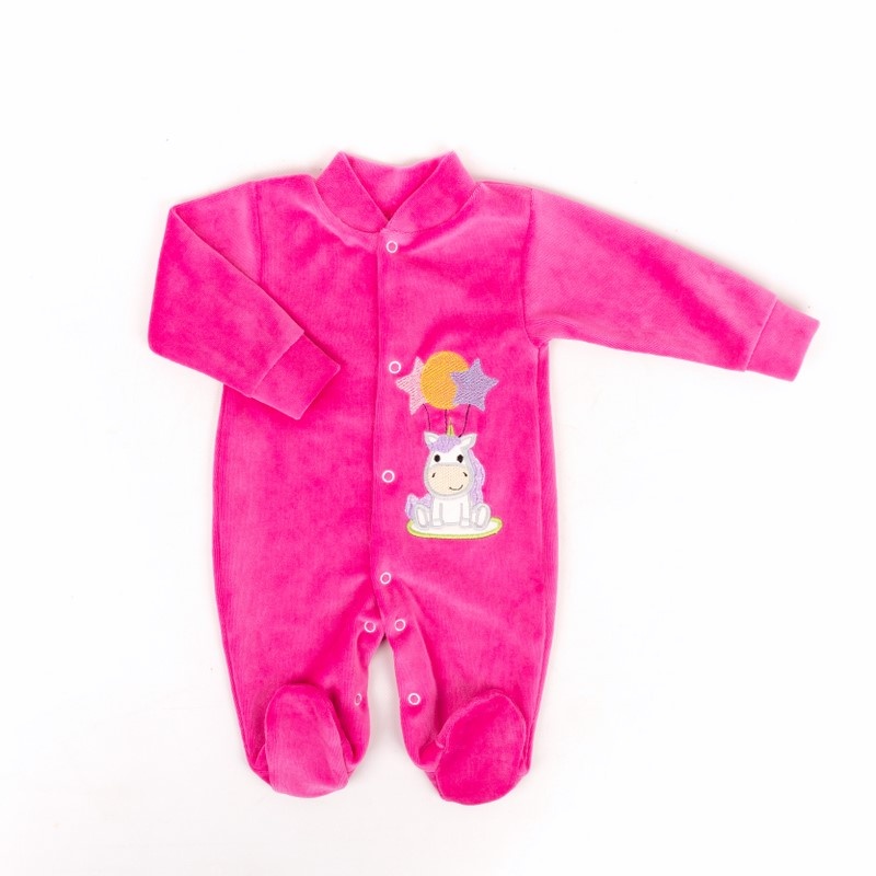 Трикотажний комбинезон для новонародженого. Комбінезон «ЧИЖИК» рожевого кольору з вишивкою велюр. ТМ «Пташка Украина»